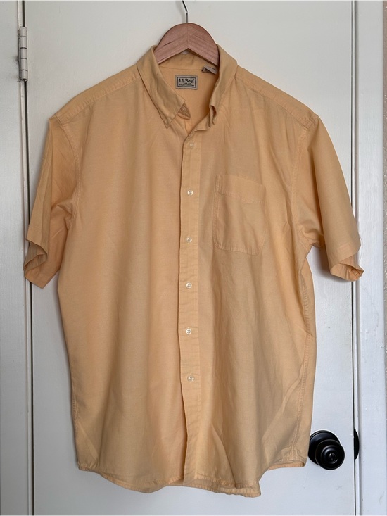L.L. Bean Other - L.L. Bean Shirt Mens Large Regular Yellow Short Sleeve Oxford Cotton Hong Kong
